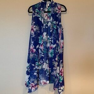 Est. 1946 Navy Floral Lightweight Sleeveless Kimono Resort Beachy Vacation